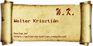 Welter Krisztián névjegykártya